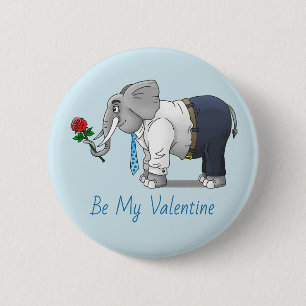 Badge Rond 5 Cm Éléphant en amour Saint-Valentin