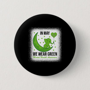Badge Rond 5 Cm Éléphant En Mai Nous Portons Du Vert Pour La Santé