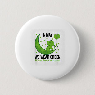 Badge Rond 5 Cm Elephant En Mai Nous Portons Vert Pour La Santé Me