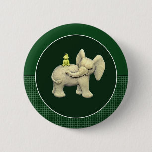 Badge Rond 5 Cm Éléphant et grenouille de bébé