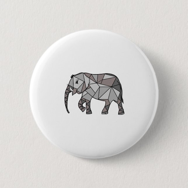 Badge Rond 5 Cm éléphant géométrique, gris évêque (Devant)