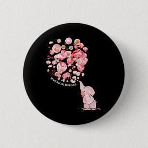 Badge Rond 5 Cm Éléphant Gonflant Des Ballons Rouges Maladie Cardi