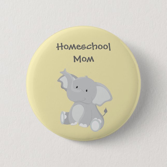 Badge Rond 5 Cm Eléphant graphique Homeschool Mom (Devant)
