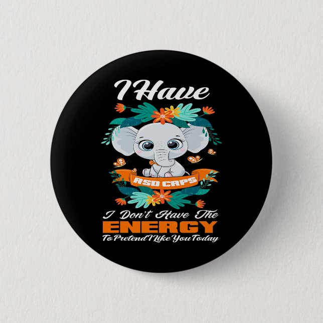 Badge Rond 5 Cm Elephant J'ai RSD RCPS Sensibilisation (Devant)