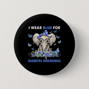 Badge Rond 5 Cm Elephant Je Porte Du Bleu Pour La Sensibilisation