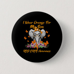 Badge Rond 5 Cm Elephant Je Porte Orange Pour Mon Fils Rsd Crps Aw