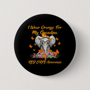 Badge Rond 5 Cm Elephant Je Porte Orange Pour Mon Grand-Père Crps