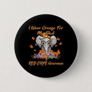 Badge Rond 5 Cm Elephant Je Porte Orange Pour Mon Père RSD CRPS