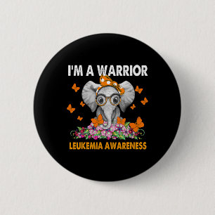 Badge Rond 5 Cm Elephant Je suis un guerrier Leucémie sensibilisat