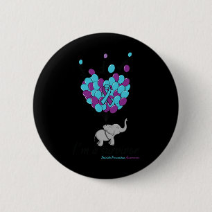 Badge Rond 5 Cm Elephant Je suis un survivant Prévention du suicid