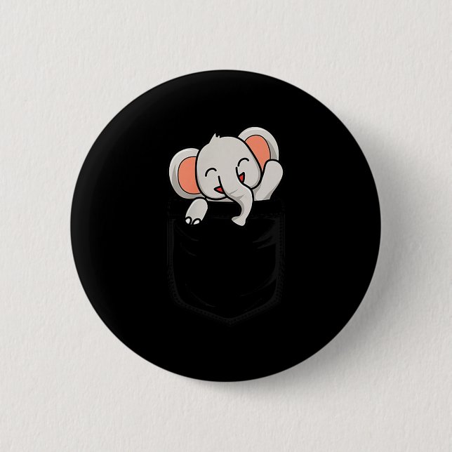 Badge Rond 5 Cm Elephant Lovers Cute Funny Elephant In Cket  (Devant)