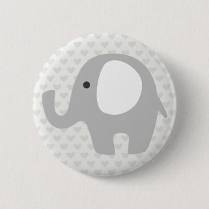 Badge Rond 5 Cm Éléphant magnifique de bébé dans le gris neutre