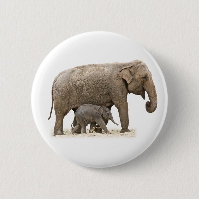 Badge Rond 5 Cm Eléphant mère et bébé (Devant)