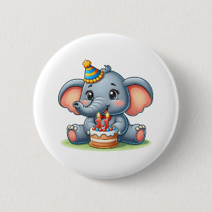 Badge Rond 5 Cm Éléphant Mignon 11e Anniversaire