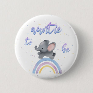 Badge Rond 5 Cm Eléphant mignon avec Arc-en-ciel coloré