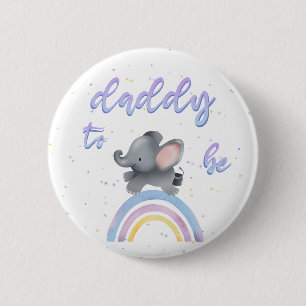 Badge Rond 5 Cm Éléphant Mignon avec Arc-en-ciel Coloré Futur Papa