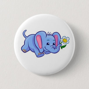 Badge Rond 5 Cm Éléphant mignon avec des enfants d'animal de
