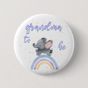 Badge Rond 5 Cm Eléphant mignon avec grand-mère arc-en-ciel coloré