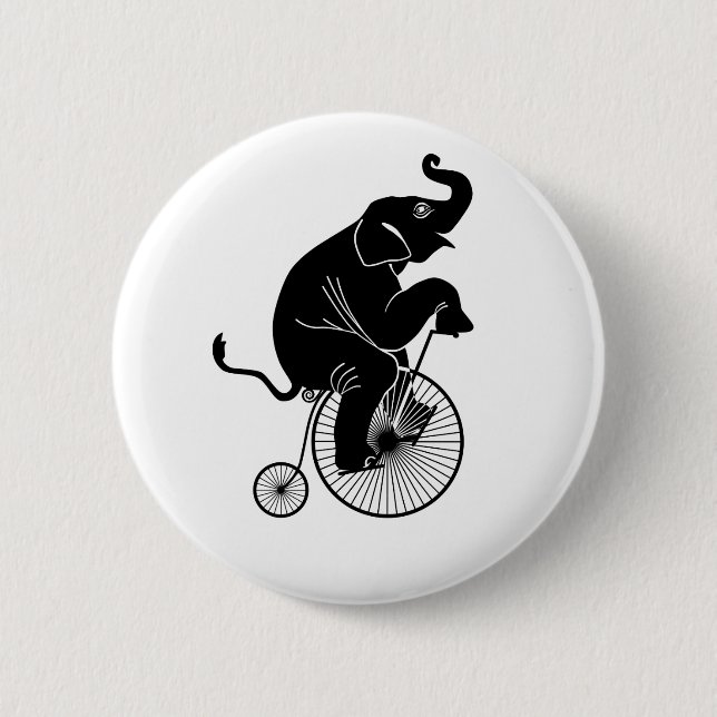 Badge Rond 5 Cm Éléphant montant un vélo (Devant)