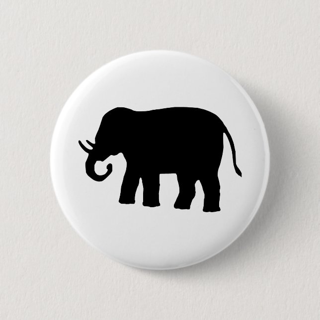 Badge Rond 5 Cm Eléphant noir (Devant)