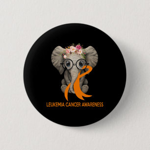 Badge Rond 5 Cm Eléphant Orange Ruban Leucémie Cancer Sensibilisat