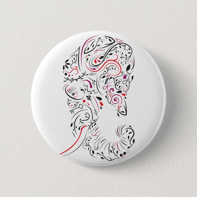 Badge Rond 5 Cm éléphant orné (Devant)