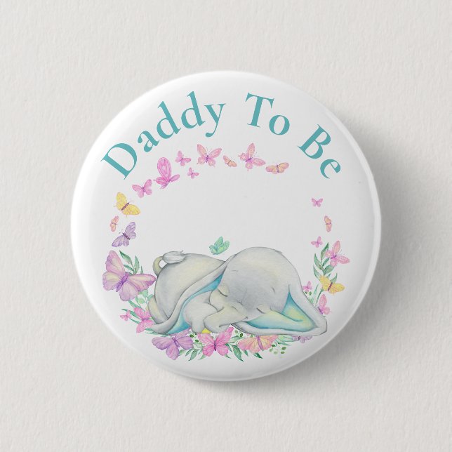 Badge Rond 5 Cm Elephant papa sera Button Papillon (Devant)