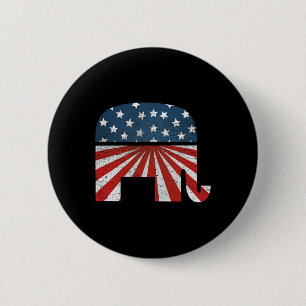Badge Rond 5 Cm Éléphant Patriotique Drapeau Américain États-Unis 