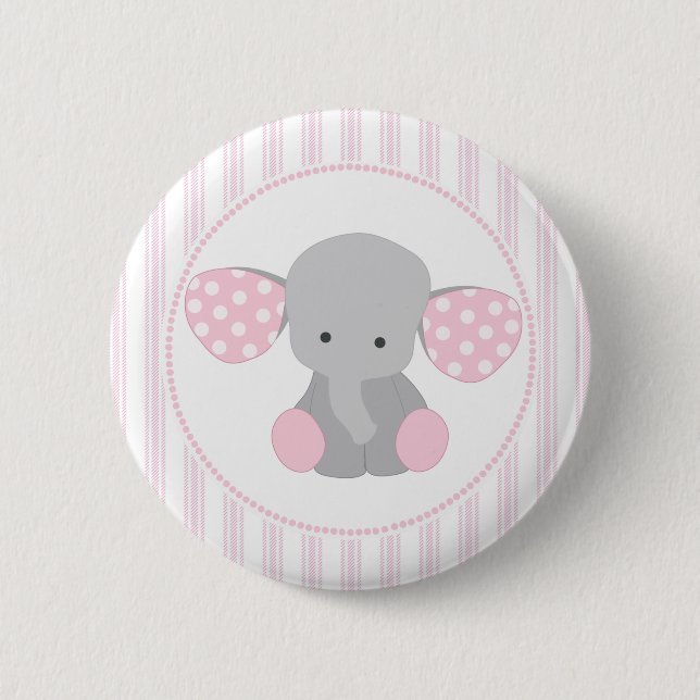 Badge Rond 5 Cm Éléphant rose de beau bébé (Devant)