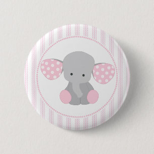 Badge Rond 5 Cm Éléphant rose de beau bébé
