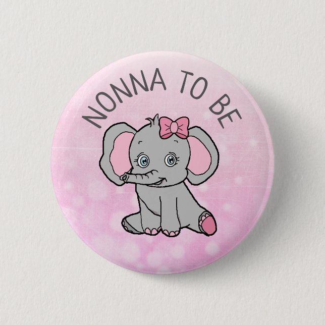 Badge Rond 5 Cm Eléphant rose : Nonna sera Baby shower (Devant)