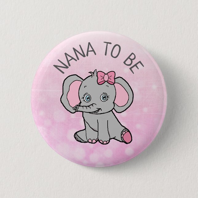 Badge Rond 5 Cm Eléphant rose thème NANA être Baby shower (Devant)
