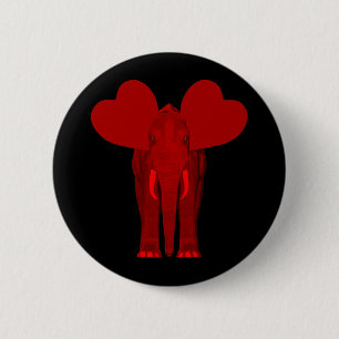 Badge Rond 5 Cm Éléphant rouge romantique