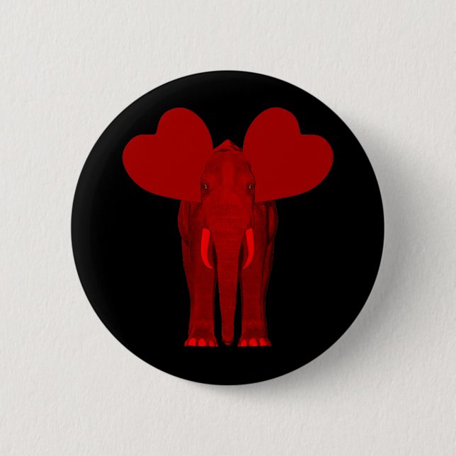 Badge Rond 5 Cm Éléphant rouge romantique (Devant)