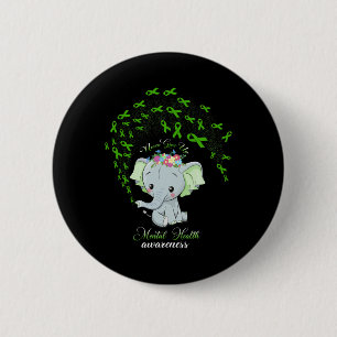 Badge Rond 5 Cm Elephant Santé mentale Sensibilisation Cadeau Guer