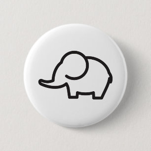 Badge Rond 5 Cm Eléphant Stylisé