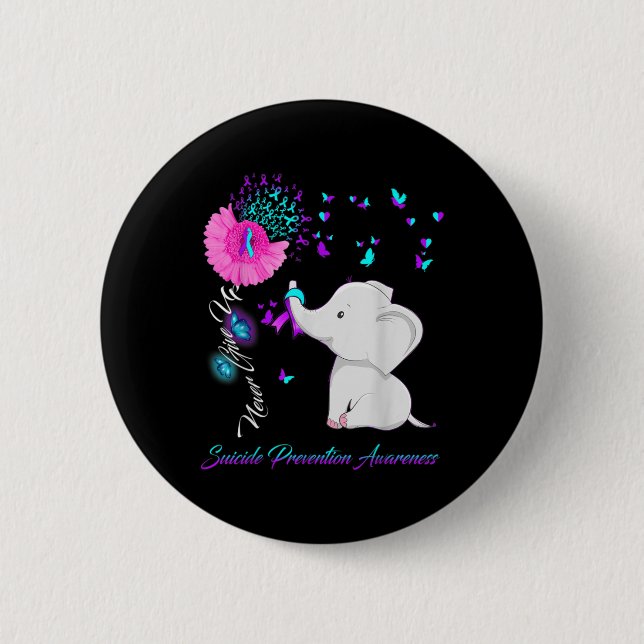 Badge Rond 5 Cm Elephant Suicide Prevention Awareness Ribbon Gif  (Devant)
