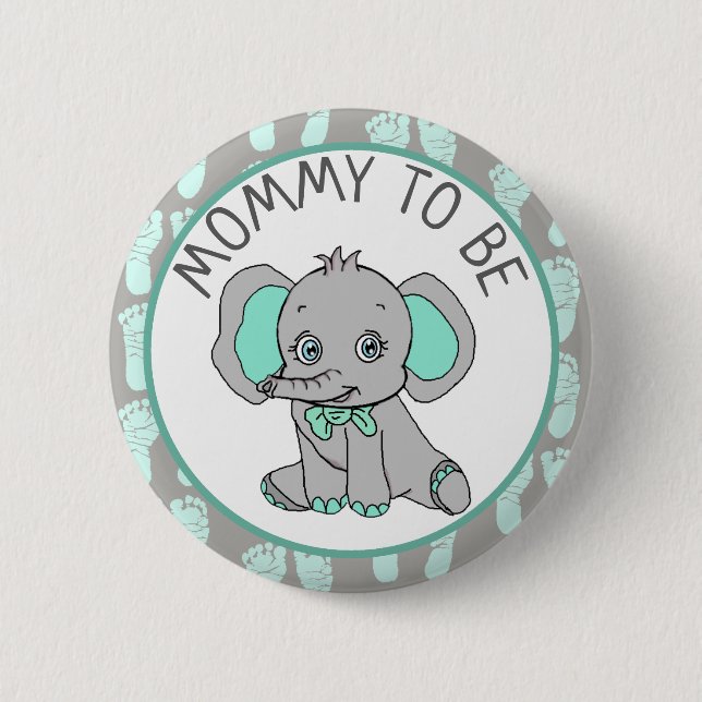 Badge Rond 5 Cm Elephant Thème Maman être Baby shower (Devant)