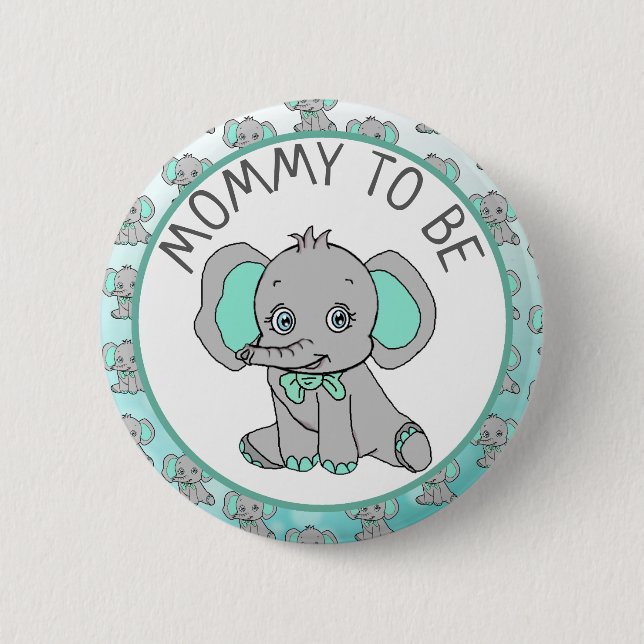 Badge Rond 5 Cm Elephant Thème Maman être Baby shower (Devant)