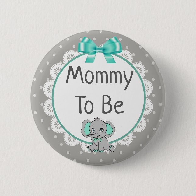Badge Rond 5 Cm Elephant Thème Maman être Baby shower (Devant)