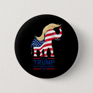 Badge Rond 5 Cm Éléphant Trump Républicain Garder l'Amérique Grand