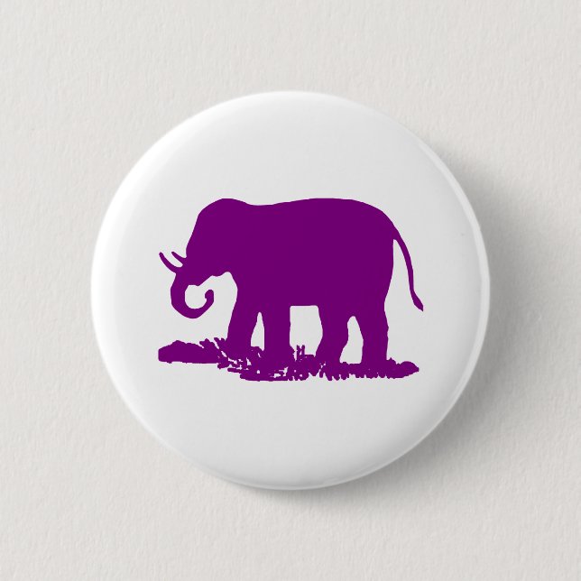 Badge Rond 5 Cm Éléphant Violet (Devant)