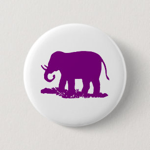 Badge Rond 5 Cm Éléphant Violet