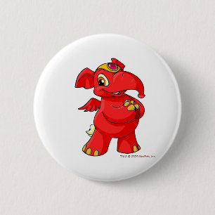Badge Rond 5 Cm Elephante rouge joyeux