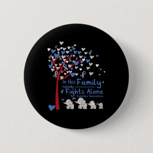 Badge Rond 5 Cm Elephants Personne ne combat seul T1d Diabète Sens