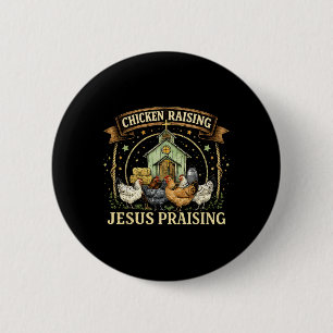 Badge Rond 5 Cm Élevage de poulets et ferme chrétienne louant Jésu