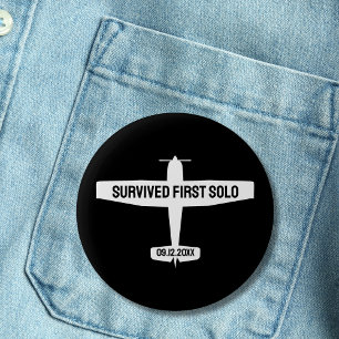 Badge Rond 5 Cm Élève pilote drôle a survécu à son premier vol sol