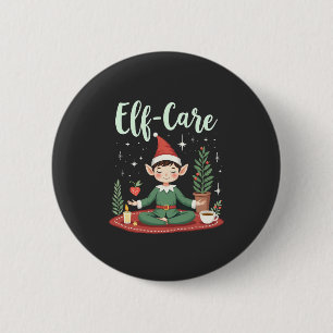 Badge Rond 5 Cm Elf Care Funny Christmas Elf Magique Self Care
