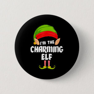 Badge Rond 5 Cm Elf charmant drôle, Pyjama de groupe familial asso