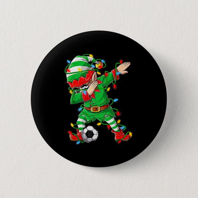 Badge Rond 5 Cm Elf Dabbing Soccer Player Christmas Dab Xmas  (Devant)